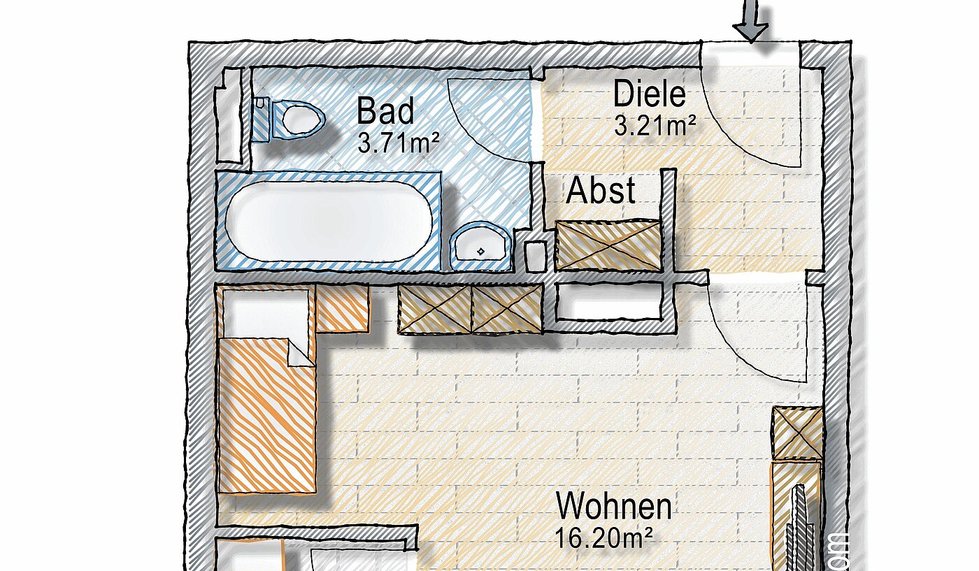 Apartment a 1 camera | München-Haidhausen | 70242 | - nicht maßstabsgetreu -