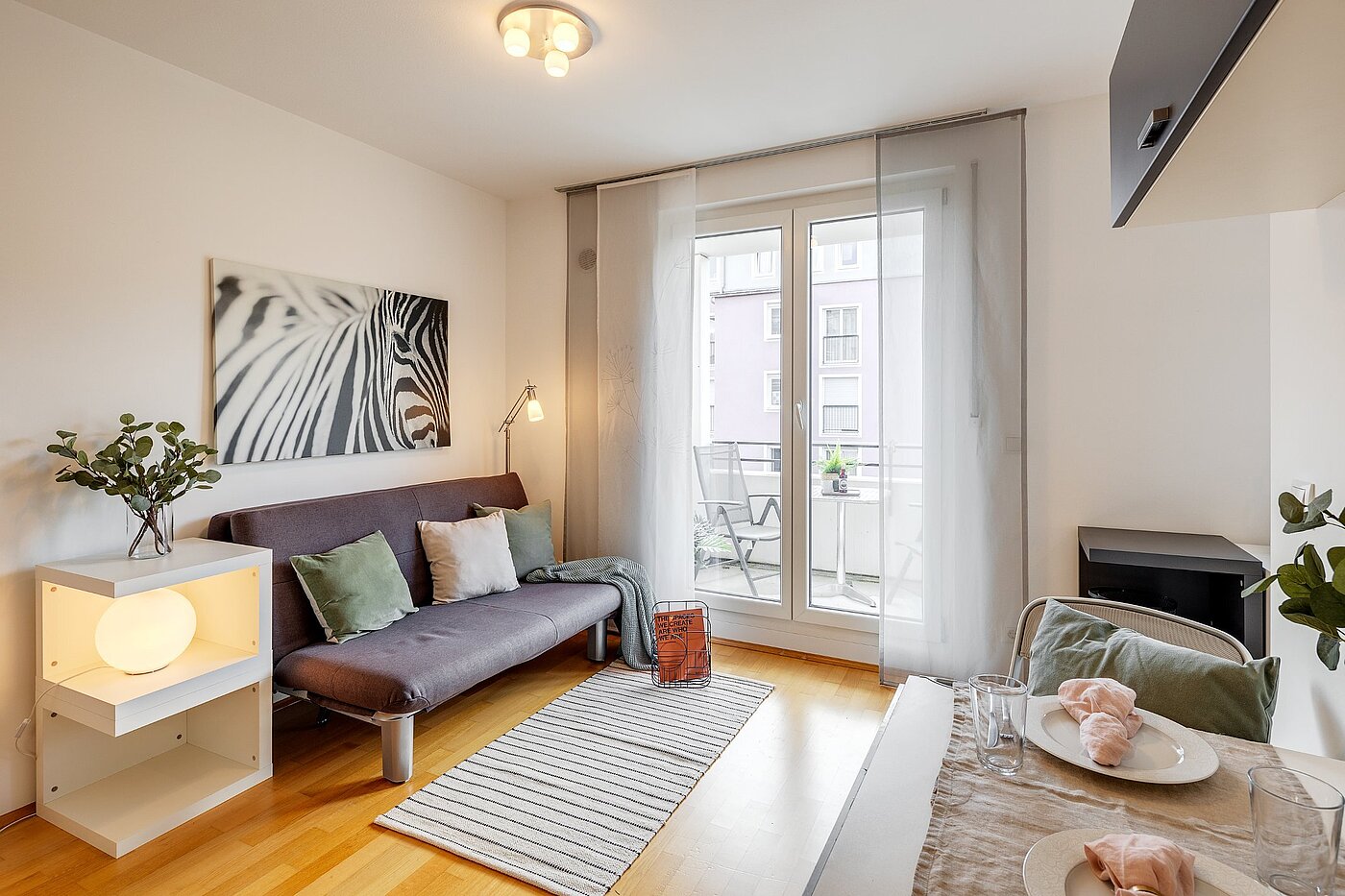 Appartamento a 1 camera | München-Pasing | 2108ML2 | Wohnbereich mit kl. Gästebett