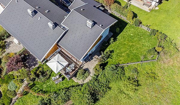 Casa a schiera d'angolo a 3 camere | Kreuth | 70037 | Luftbild auf das Grundstück