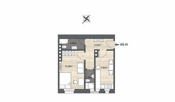 Appartamento a 1.5 camere | München-Neuhausen | 70473 | - nicht maßstabsgetreu -