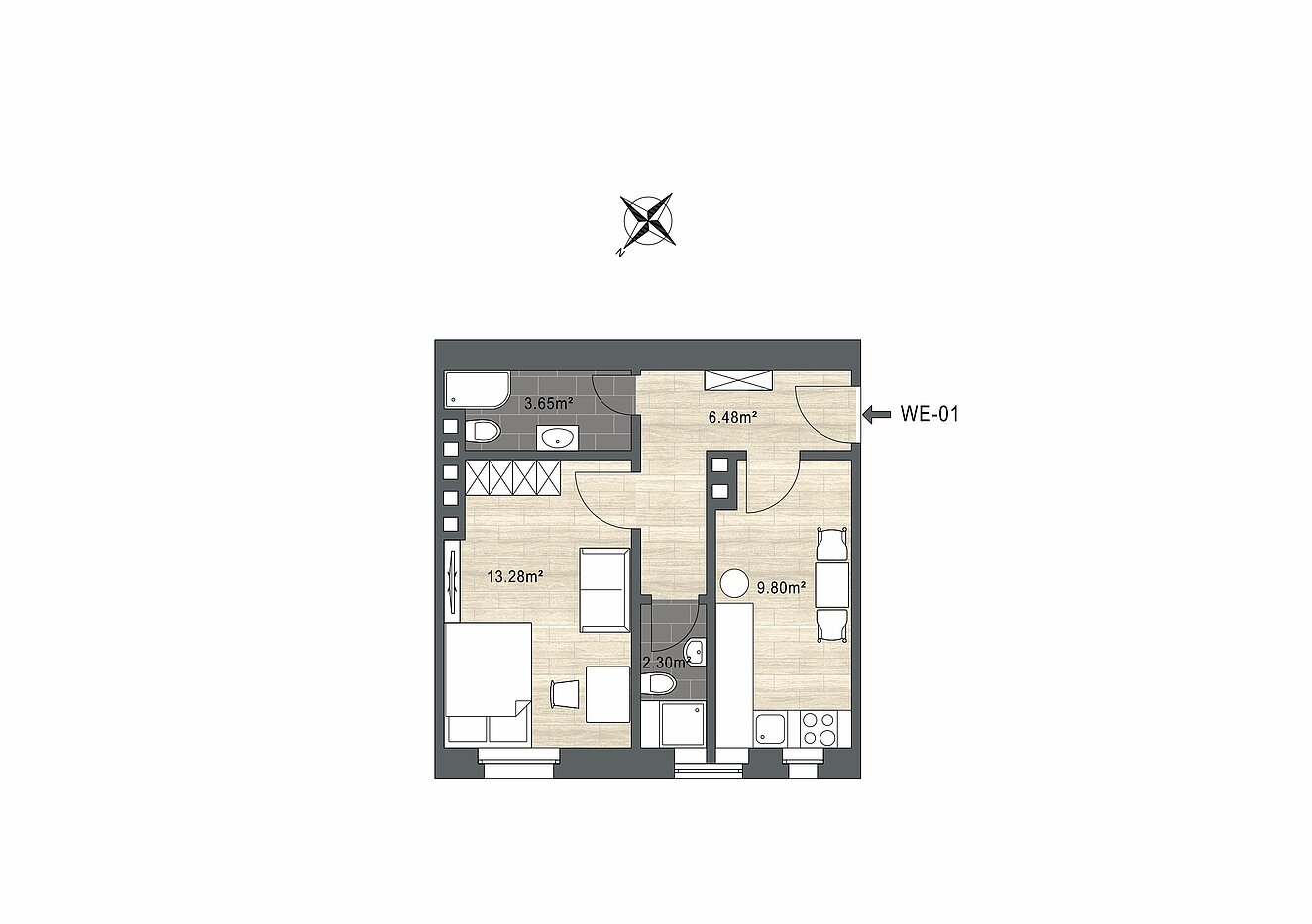Appartamento a 1.5 camere | München-Neuhausen | 70473 | - nicht maßstabsgetreu -