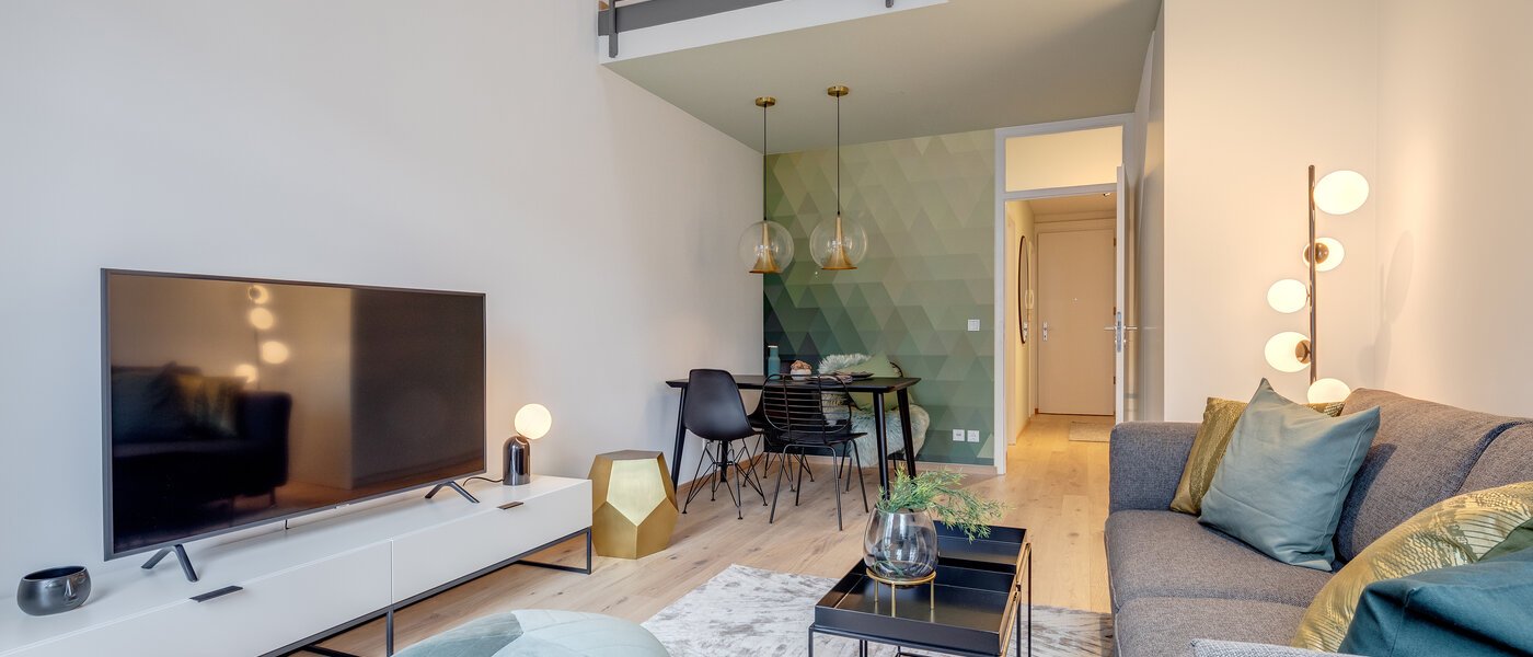 maisonnette con galleria München Maxvorstadt 01 zona living 11294