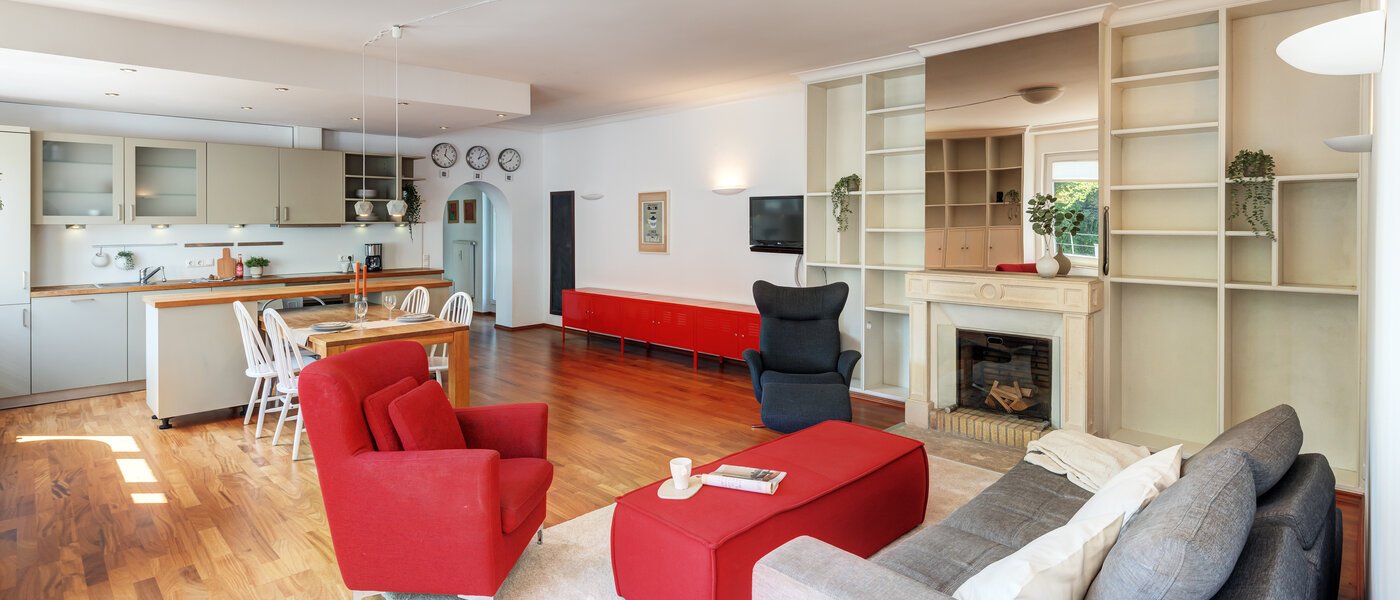 attico con terrazzo München Solln 01 zona living 14396