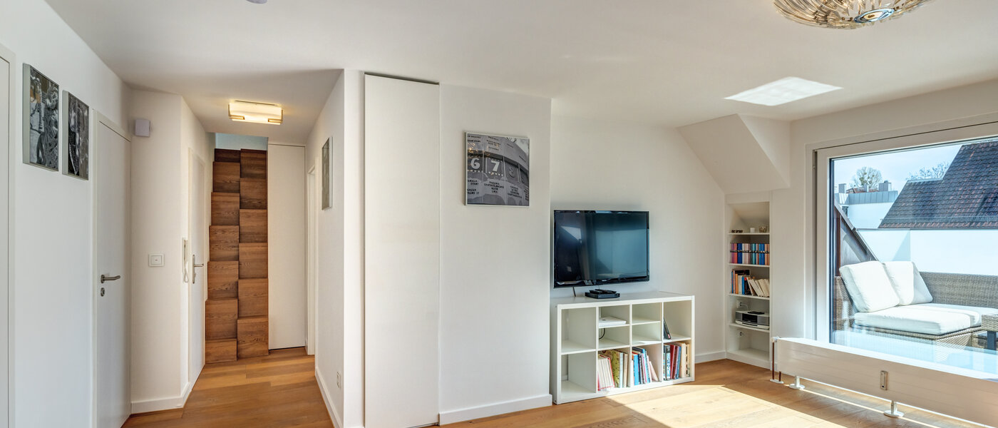 attico con terrazzo München Moosach 04 zona living 14797