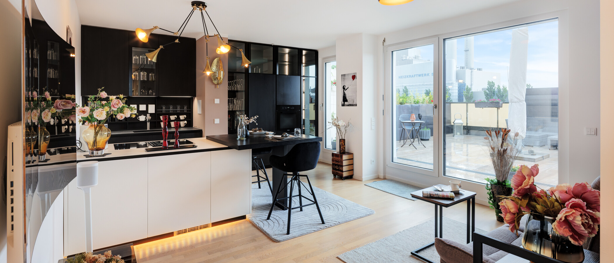 attico con terrazzo München Sendling 04 zona living 14873