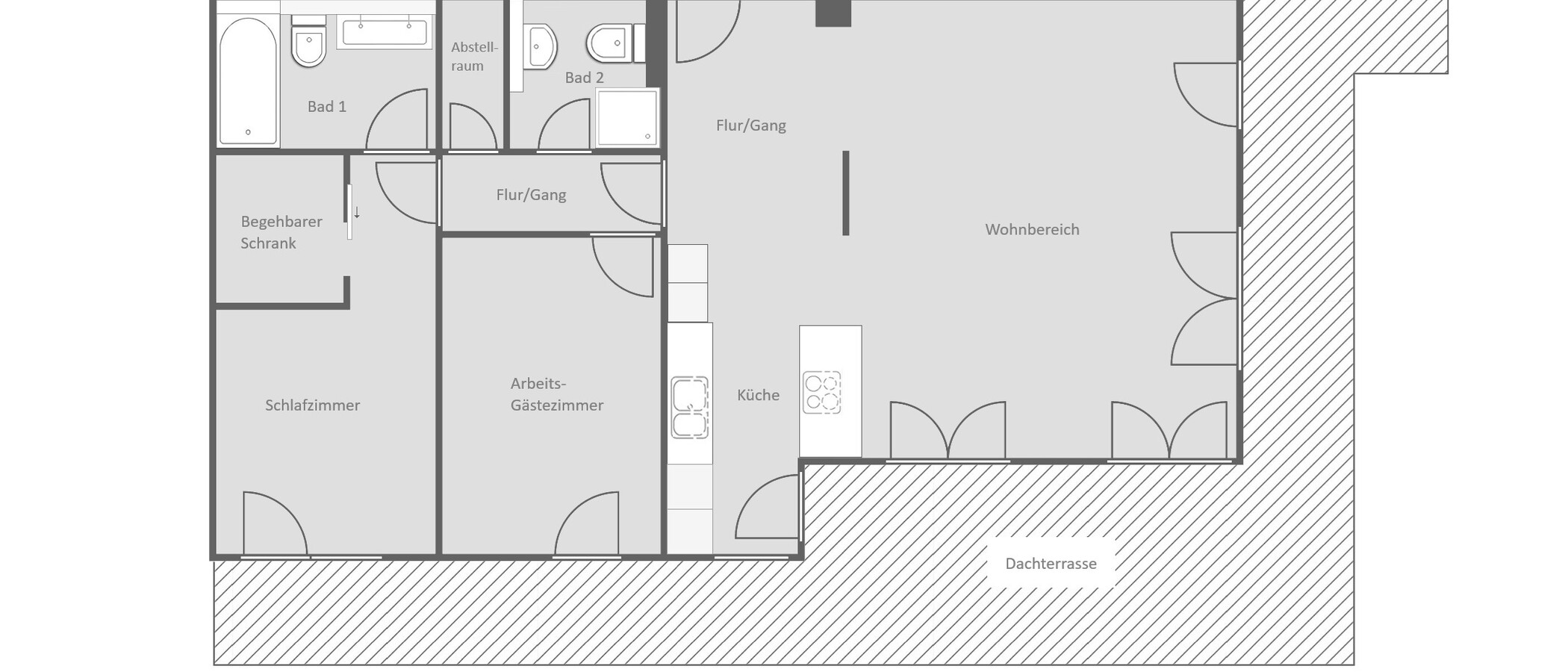 attico con terrazzo München Menterschwaige 01 planimetria 14914