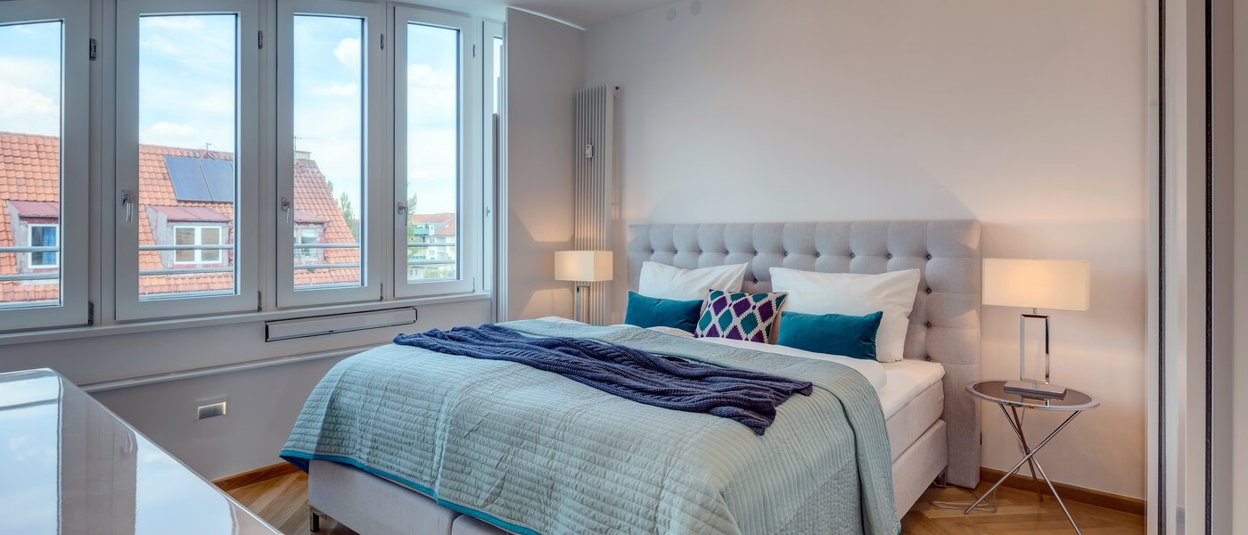 attico con terrazzo München Schwabing 02 zona notte 9602