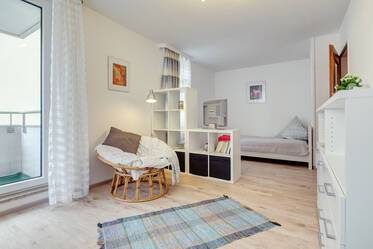 Soleggiato monolocale con balcone e terrazza sul tetto in comune